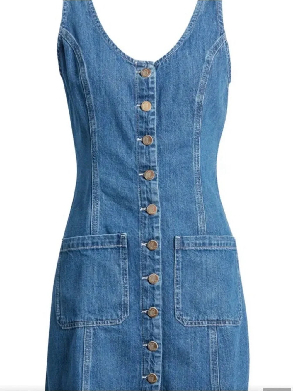 Marine Layer Daisy Mini Denim Button-Front 100% Cotton size XS Pockets